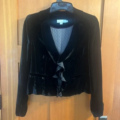 Blazer Boden Negro Seda Terciopelo Volantes Nuevo sin Etiquetas 6 Foto 1 de 4