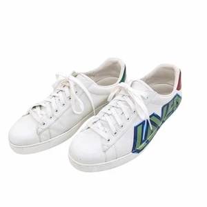 GUCCI Ace Loved Zapatillas de Cuero Estampado Graffiti 548758 Blanco Talla 9 Hombre’s Italia - Imagen 1 de 9