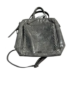 The Sak Loyola Mini Backpack Gray Leather Convertible Shoulder Bag Embossed - Picture 1 of 9