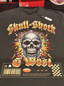 New G West Black Skull Shock T Shirt 2XL W/Tags GWTL7000-912 Sea Pine - Picture 1 of 6