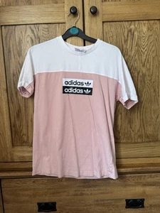 Women’s Pink & White Adidas T-Shirt Size 12 - Picture 1 of 2