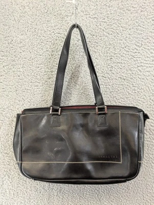 Lamarthe Paris Black Leather Shoulder Bag Purse Burgundy Lining - Image 1 of 4