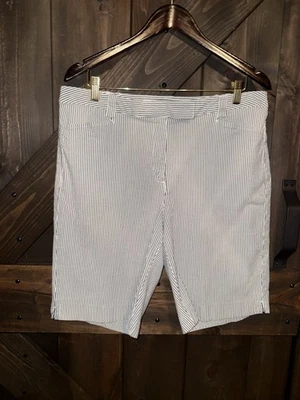 Bermudas para mujer Liz Golf talla 16W blancas azules a rayas bolsillos con cremallera Foto 1 de 4
