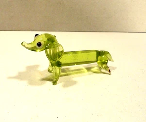 Vintage Dackel Miniatur mundgeblasen grüner Hund - Bild 1 von 6