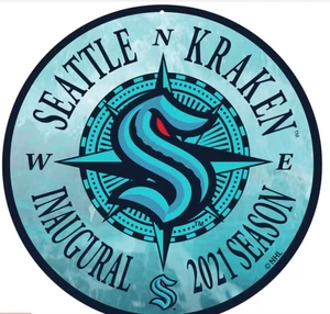 Seattle Kraken 2021 Inaugural Season 22'' Round PVC Nautical Compass - Wall Sign - Picture 1 of 2