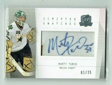 09-10 UD Upper Deck The Cup Scripted Swatches  Marty Turco  1/25 First Card 