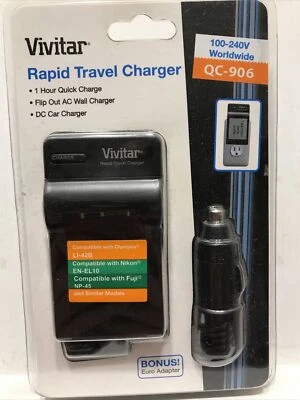 Vivitar VIV-QC-906 Rapid Travel Charger w/Bonus Euro Adapter Worldwide - Image 1 of 4