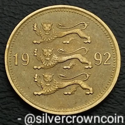 Estonia 🇪🇪 50 Senti 1992 M. KM#24. Half Dollar coin. 3 Lions Leopards 50 Cents - Image 1 of 4