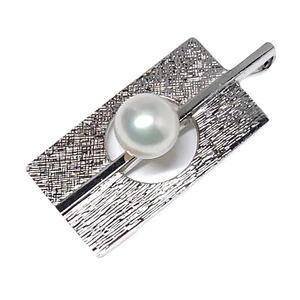 MIKIMOTO Colgante Top Akoya Perla Blanca 6.7mm Plata de Ley 925 Firmado Japón - Imagen 1 de 11