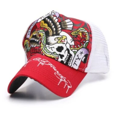 NUEVO CON ETIQUETAS Ed Hardy NYC EAGLE SOMBRERO en Rojo/Blanco Talla Única $60. Foto 1 de 4