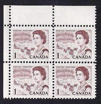 Canada 1971 QEII 1c Centennial Northern Lights, MNH UL blank PB, sc#454iii PVA - Image 1 of 1