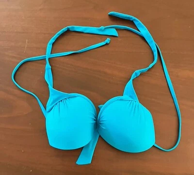Винтажный 90-х бонго синий плавать на косточках бикини верхний размер M нейлона спандекс - Изображение 1 из 4