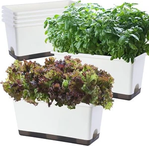 Window Box Planter 6 Pcs, 17 Inches Rectangle Flower Pots with Drainage Holes - Picture 1 of 31