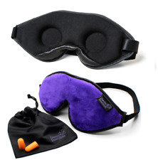 Dream Essentials Escape Luxury Travel Sleep Mask w/Carry Pouch & Earplugs Purple