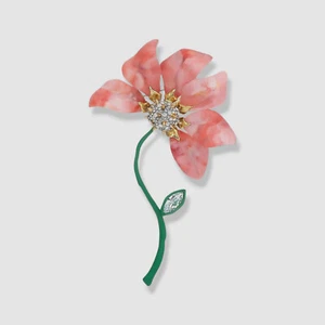 Alexis Bittar Women's 14k Gold Plated Solanales Lake Crystal Flower Stem Pin - Picture 1 of 1