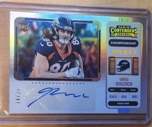 2022 Contenders Championship Ticket Variation Auto Greg Dulcich RC 14/25 Broncos - Picture 1 of 2