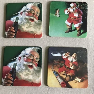 Coca Cola Christmas Coasters Santa Claus Vintage Cork Backing Set Of 10 - Picture 1 of 5