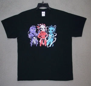 Anime Shirt Youth Large Black Graphic Cartoon Short Sleeve Cotton Casual Unisex - Picture 1 of 12