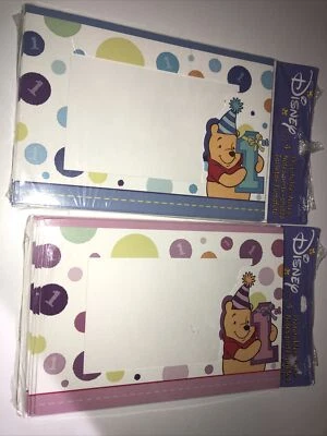 NEW WINNIE THE POOH DISNEY 8 PHOTOHOLDER NOTES PARTY 1st Birthday Hallmark - Image 1 of 4