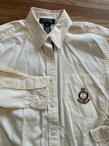 Ralph Lauren Damen gelb Knopfleiste Bluse Wappen Tasche Langarm 4P Petite - Bild 1 von 8