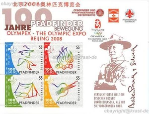 ÖSTERREICH- PFADFINDER BLOCK 36 (ANK 39) AUFDRUCK OLYMPIC OLYMPIA PEKING 2008 ** - Bild 1 von 1