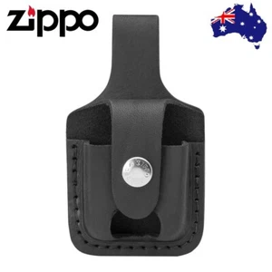 ZIPPO LIGHTER BELT POUCH - BLACK LEATHER WITH WIDE BELT LOOP & THUMB NOTCH! - Picture 1 of 4