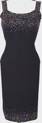 Vestido para mujer ST.JOHN tejido negro multicolor tachuelas estrás talla 6 Foto 1 de 4