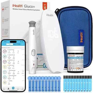 Gluco+ Wireless Smart Blood Glucose Monitor Kit with Free App, 10 Glucometer ... - Picture 1 of 8