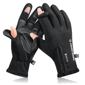 Guantes de pesca de invierno 2 dedos abatibles guantes sin dedos antideslizantes impermeables cálidos - Imagen 1 de 11