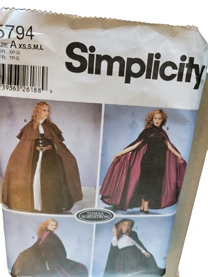 Simplicity  # 5794 Woman's Cape Lined , with hood Size A xs,s,m,l, 3 Styles - Image 1 of 4