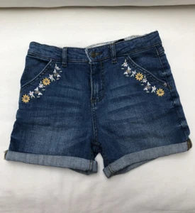 FatFace jean shorts for girls with floral embroidery pockets Size 10/11 - Picture 1 of 8