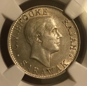  Sarawak 1927 -H 20 cents  NGC AU 50 - Picture 1 of 3