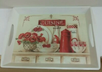 👀 Sale》Kitchen Cuisine Melamine Food Serving Tray with Built-in Handles》18"x13" - Image 1 of 3
