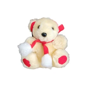 TAN PLUSH CHRISTMAS WITH SANTA HAT VERY CUTE ONLY USED FOR DECOR - Picture 1 of 4