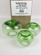 Southern Living Southport Globe Trio green Hand blown glass candleholders Poland
