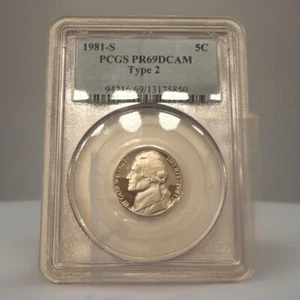 1981-S 5c PF69 DCAM Type 2 PCGS Graded Certified Jefferson PROOF Nickel - Picture 1 of 2