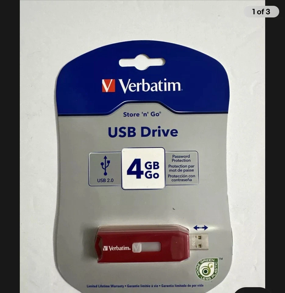 Verbatim 4GB Store 'n' Go USB Flash Drive - Red 95236 In Box New! - Image 1 of 2