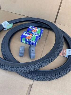 PAR de Neumáticos de Bicicleta 20"" x 1.75 + Tubos DURO Todo Negro Freestyle Street BMX GT Foto 1 de 4