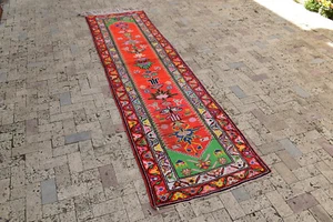 Alfombra de pasillo antigua turca corredor 2x11 Herki escaleras largo 89x339 cm - Imagen 1 de 10