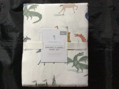 POTTERY BARN KIDS KNIGHTS & DRAGONS FLANNEL SHEET SET FULL MULTI   NEW - Image 1 of 2
