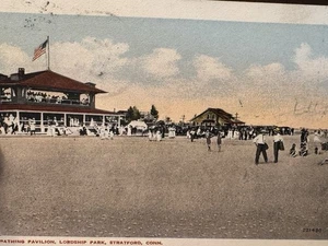 STRATFORD CT - Lordship Park - Padiglione Balneabile - 1916 Cartolina PC - Foto 1 di 3