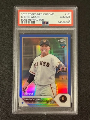 Shogo Asano 2023 Topps Chrome NPB Rookie Blue Refractor /150 Giants PSA 10 181 - Image 1 of 2