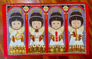 De colección. Toalla de té de lino ULSTER arte de pared "querubines Reg No 5004" roja nueva de stock - Imagen 1 de 4