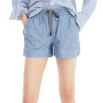 J. Pantalón Corto Crew Seaside en Cambray Para Mujer Grande Azul Oasis Algodón Costero Informal Foto 1 de 4