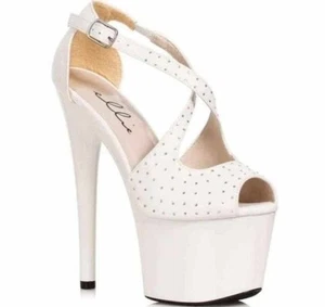 White Sexy Heels Pole Dancer Heels Pleaser Pleasure Stripper Heels Size 8 - Picture 1 of 4