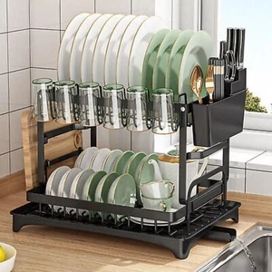 Drainer Over Sink Stainless Steel Rack Metal Dish Kitchen 2Tier The Drying ✨  - Picture 1 of 11