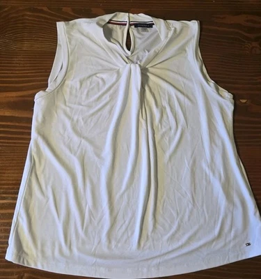 Tommy Hilfiger 无袖扭转白色弹力上衣 XL 码 — 第 1/4 张图片