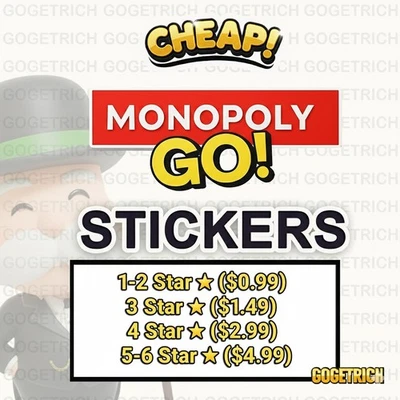 LOWER PRICE 🔥 GO Monopoly Stickers All 1 2 3 4 5 6 Star Stickers | Super Fast - Image 1 of 4