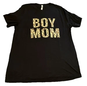 Unisex 2XL Bella Canvas T-Shirt -Black with Leopard Print "Boy Mom" Graphic - Picture 1 of 4