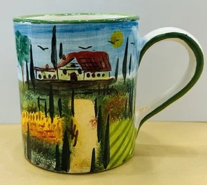 Bassano Keramik Toscana Muster Becher .Hergestellt/bemalt von Hand-Italien - Bild 1 von 4
